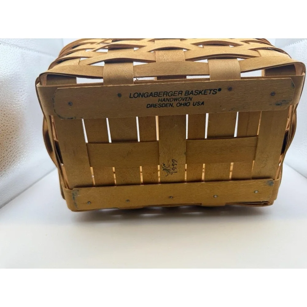 Longaberger 1999 Hostess Basket w Divider Wood Handle Organizer Condiment Caddy